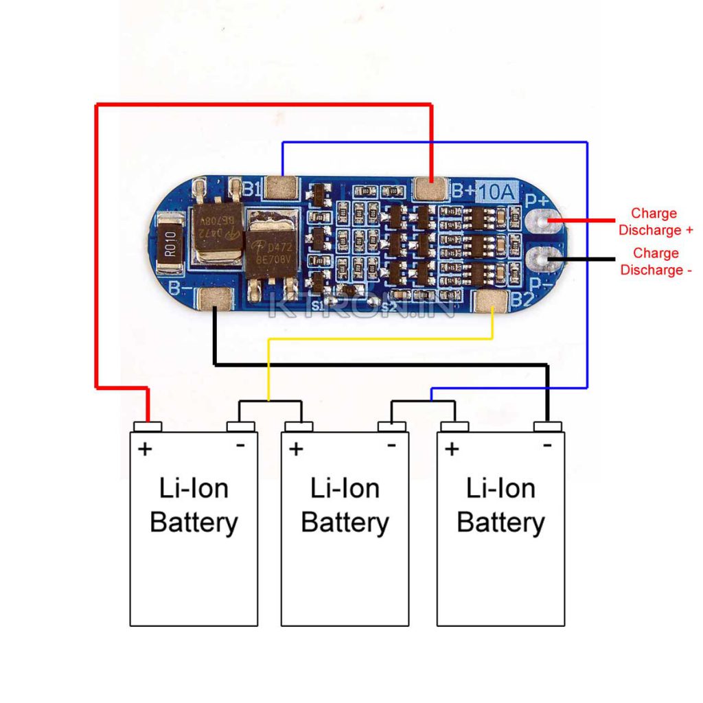 Buy 3S 10A Lithium Ion BMS Module 11.1V KTRON India