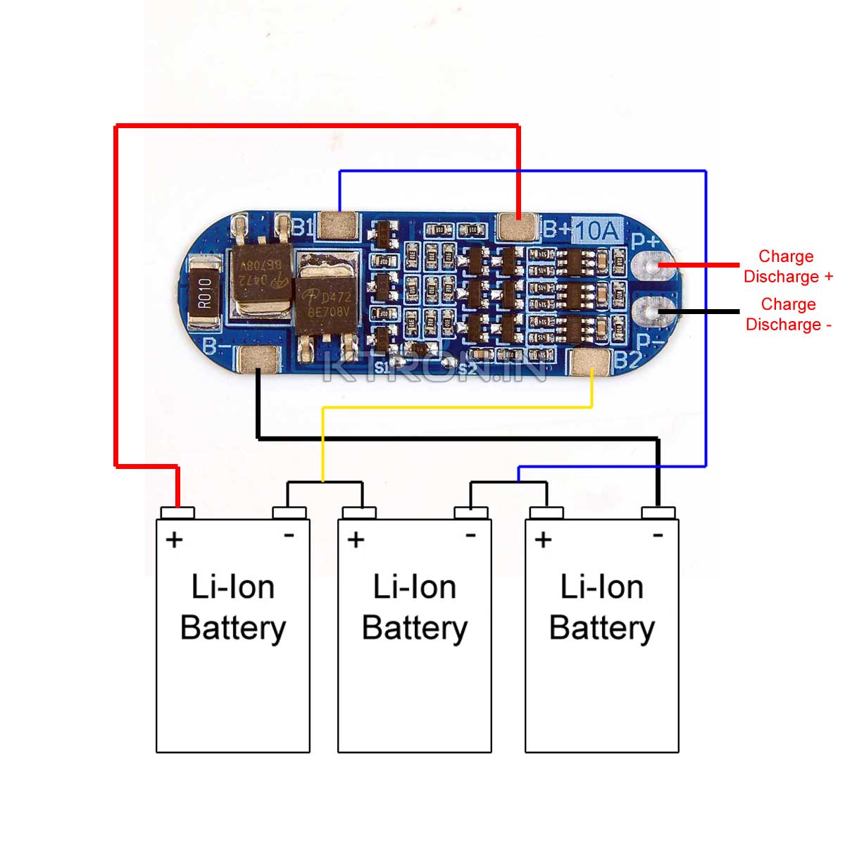 3S 10A Lithium Ion BMS Module - 11.1V - KTRON India