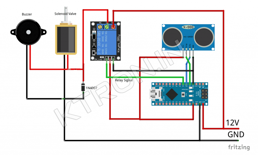 DIY Low Cost Automatic Hand Sanitizer Dispenser 1 DIY Automatic Hand Sanitizer Dispenser Connection Diagram