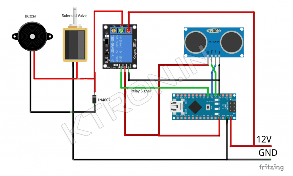 DIY Automatic Hand Sanitizer Dispenser Connection Diagram