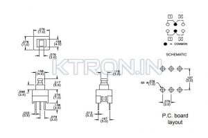 PB70 Switch 6 pin - Push To ON Push To OFF - 7x7mm DPDT