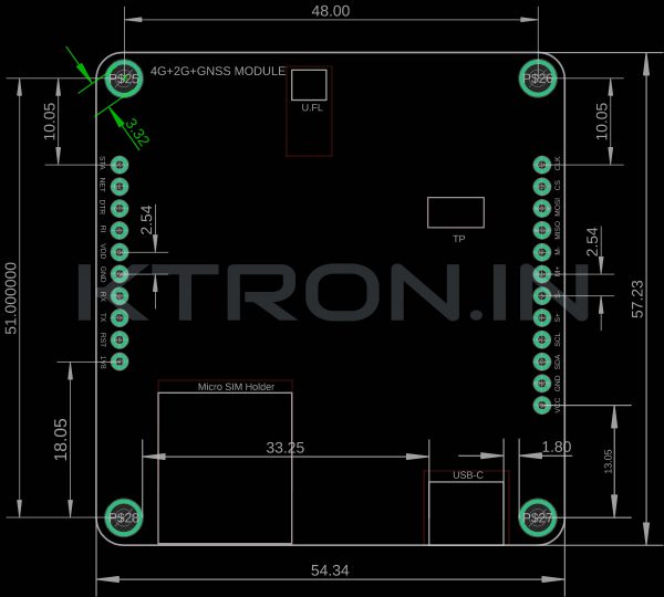 KSTM1976 SIM A7672G 4G + 2G LTE Development Board - Without GNSS